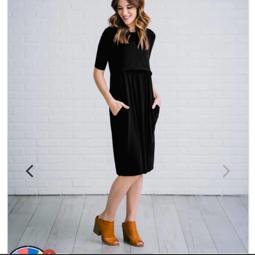Undercover Mama black fringe nursing dress